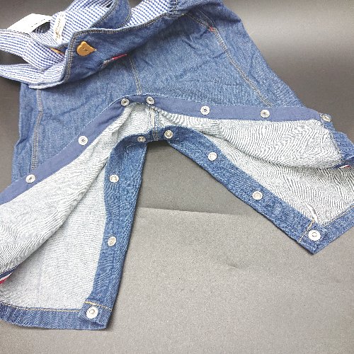 ◇ HOT BISCUITS MIKIHOUSE オーバーオール サイズ80 ブルー ホワイト 女の子 E 【中古】