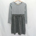 ◇ ROPE PICNIC ロペピクニック リボンモチーフ 千鳥柄 長袖 膝丈 ワンピース サイズ38 グレー ブラック レディース E 【中古】