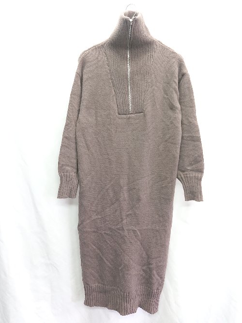 ■ ◎ ●未使用● LAKOLE ラコレ スタンドカラー 長袖 ロング丈 ワンピース サイズS ブラウン レディース E 【中古】