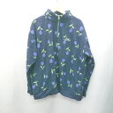 ■ SNAP CLUB 総柄 チューリップ 長袖 フリースジャケット サイズM ネイビー パープル グリーン レディース E 【中古】