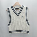 ◇ U.S.POLO ASSN ユーエスポロアッスン Vネック ロゴ 刺繍 ニット ベスト サイズF ホワイト系 レディース E 【中古】(4)
