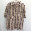 ◇ AS KNOW AS アズノゥアズ チェック柄 半袖 チュニック サイズF ブラウン系 レディース E 【中古】