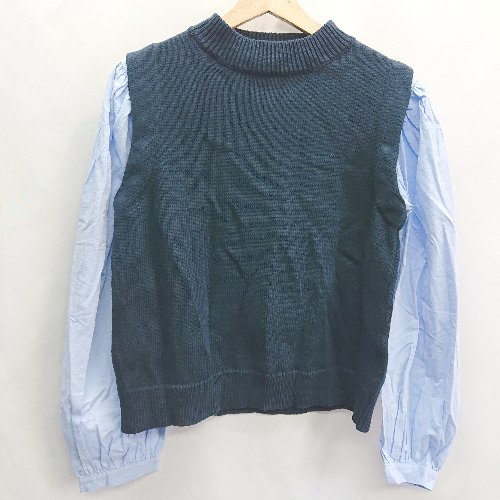 ◇ titivate select 袖取り外し可能 長袖 ドッキングニット サイズM ネイビー ライトブルー レディース E 【中古】 ◇ titivate select 袖取り外し可能 長袖 ドッキングニット サイズM ネイビー ライトブルー レディース E 【中古】