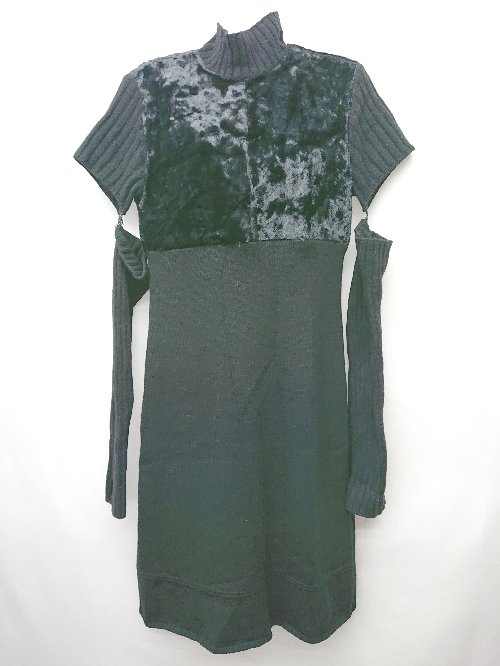 ◇ COMME CA DU MODE コムサデモード 切替 2WAY 半袖 膝丈 ニット ワンピース サイズM ブラック レディース P 【中古】