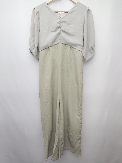 ◇ ◎ haco! ハコ シアースリーブ 五分袖 オールインワン サイズM カーキ グレー系 レディース P 【中古】