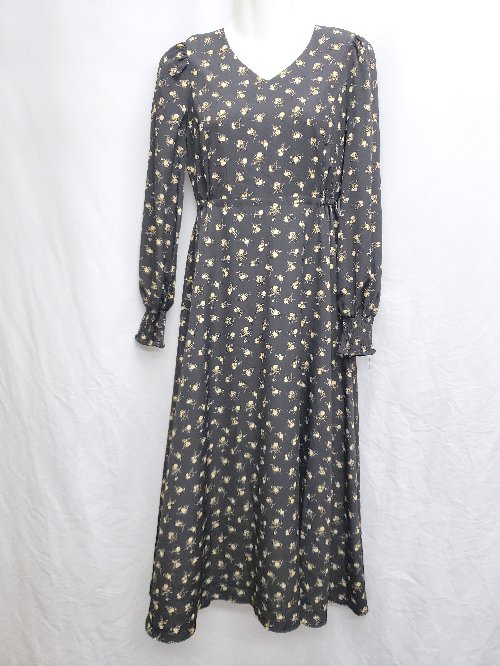 ◇ N WITH. エヌウィズ 総柄 長袖 膝下丈 ワンピース サイズF ブラック マルチ レディース P 【中古】