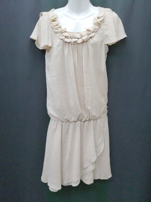 ◇ ef-de エフデ フリル フレンチスリーブ 膝丈 ワンピース サイズ7 ピンク系 レディース P 【中古】