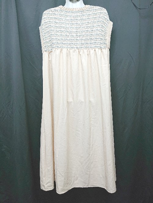 フクワウチの◇ Bab バブ ノースリーブ ロング丈 ワンピース サイズM ベージュ マルチ レディース P 【中古】｜アングル2