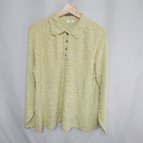 ◇ LOWRYS FARM ローリーズファーム 長袖 ハーフボタンニット サイズF ライムグリーン レディース E 【中古】