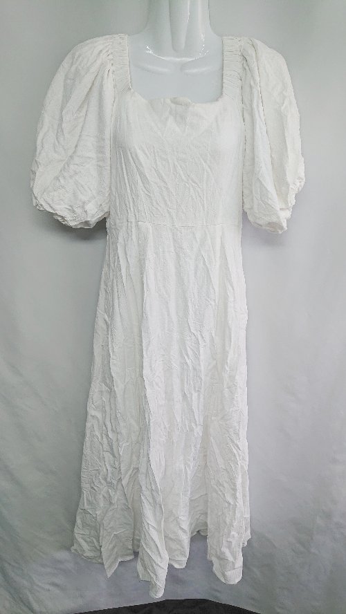 ■ Heather ヘザー 半袖 ロング丈 ワンピース サイズF ホワイト レディース E 【中古】