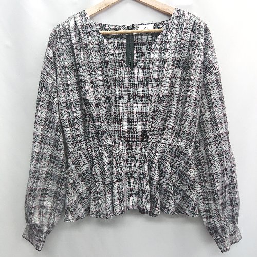 ◇ NINE ナイン チェック柄 長袖 チュニック サイズF グレー系 レディース E 【中古】
