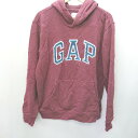 ■ Gap ロゴ刺繡 長袖 パーカー サイズM ボルドー ブルー ホワイト メンズ レディース E 【中古】