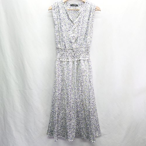 ◇ w closet ダブルクローゼット 花柄 ロング丈 ワンピース サイズF ホワイト パープル イエロー レディース E 【中古】