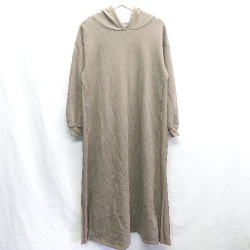 ■ Aunt Marie's アントマリーズ 切り替えデザイン 裏起毛 長袖 ロング丈 ワンピース サイズF ライトブラウン レディース E 【中古】