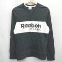 ◇ Reebok CLASSIC ロゴプリント 長袖 トレーナー サイズS ブラック ホワイト メンズ レディース E 【中古】