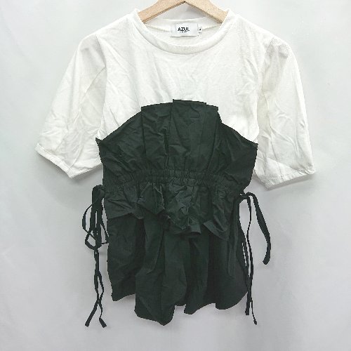 ◇ AZUL BY MOUSSY アズールバイマウジー 五分袖 チュニック サイズM ホワイト ブラック レディース E 【中古】 ◇ AZUL BY MOUSSY アズールバイマウジー 五分袖 チュニック サイズM ホワイト ブラック レディース E 【中古】