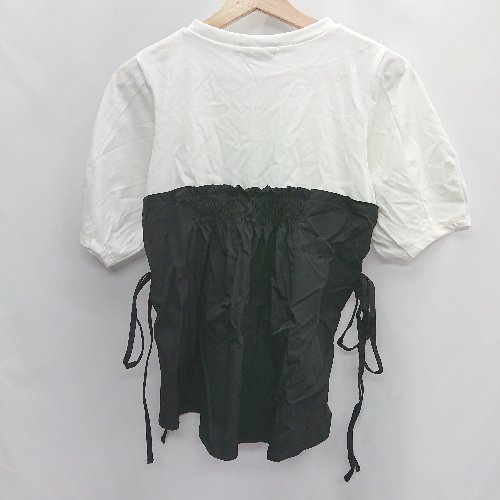 ◇ AZUL BY MOUSSY アズールバイマウジー 五分袖 チュニック サイズM ホワイト ブラック レディース E 【中古】
