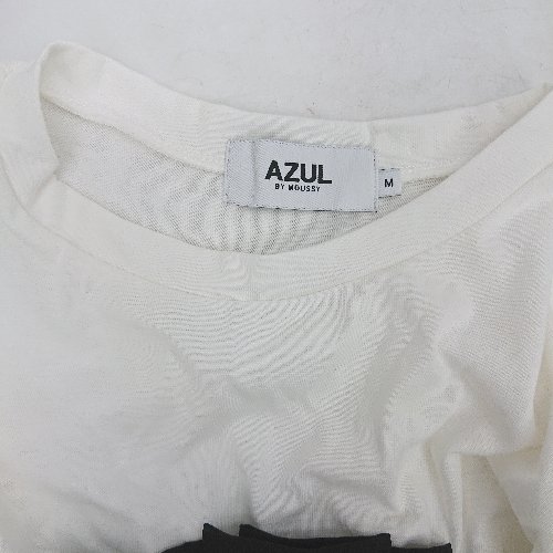 ◇ AZUL BY MOUSSY アズールバイマウジー 五分袖 チュニック サイズM ホワイト ブラック レディース E 【中古】