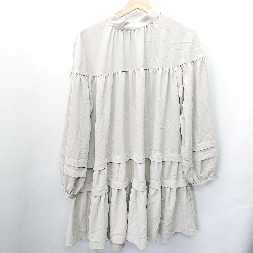 ◇ one after another NICE CLAUP 長袖 膝丈 ワンピース サイズF ライトグレー レディース E 【中古】