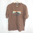 ◇ CAMP7 キャンプセブン ロゴプリント 半袖 Tシャツ サイズL ブラウン メンズ E 【中古】