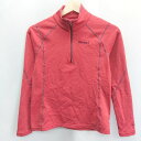◇ marmot ロゴ刺繡 長袖 ハーフジップロンT サイズS レッド ボルドー メンズ E 【中古】
