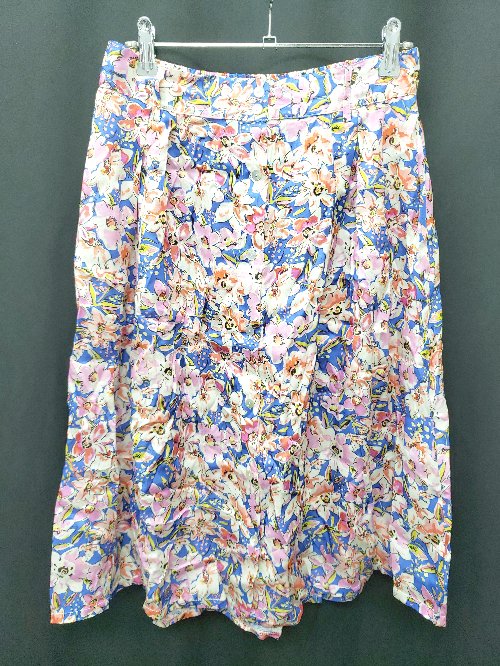 ◇ ◎ ●未使用● Chesty チェス タグ付 花柄 フロントボタン 膝下丈 フレア スカート サイズ1 ピンク マル..