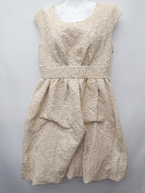 ◇ A.P.C. アー ペー セー ラメ 花柄 ノースリーブ ミニ ジャカード ワンピース サイズ9 ベージュ系 レディース P 【中古】