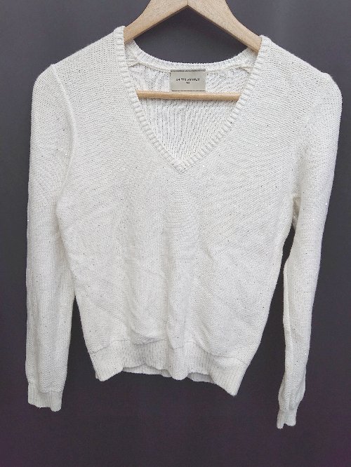 ◇ ⊇ UNITED ARROWS スパンコール 長袖 コットンニット セーター アイボリー系 レディース P 【中古】