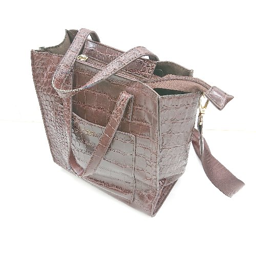 ◇ ALTOROSE アルトローズ ワニ柄　2WAY ハンド ショルダーバック ブラウン系 レディース E 【中古】