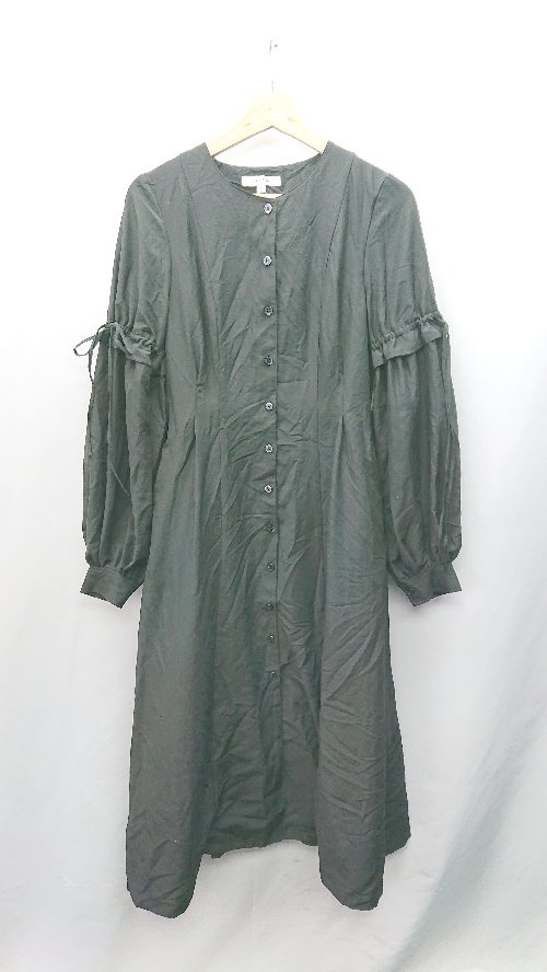 ◇ MOUSSY マウジー 肩部分リボンあり 長袖 マキシ丈 ロングワンピース サイズ1 ブラック レディース E 【中古】