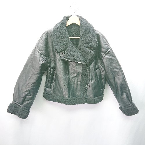 □ GRL 裏地ボア 長袖 ライダースジャケット サイズF ブラック レディース E 【中古】 □ GRL 裏地ボア 長袖 ライダースジャケット サイズF ブラック レディース E 【中古】