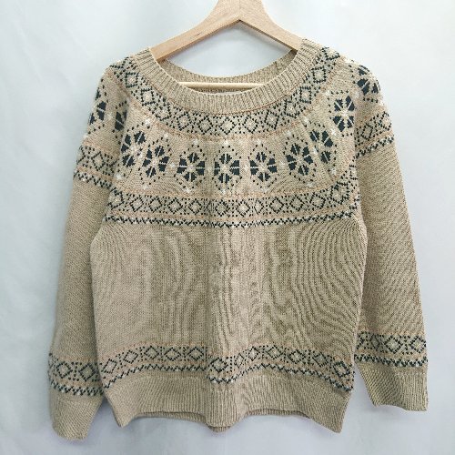 ◇ ehka sopo エヘカソポ 総柄 長袖 ニット サイズF ベージュ レディース E 【中古】
