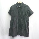 ◇ ZARA 半袖 膝丈 ワンピース サイズM ブラック レディース E 【中古】