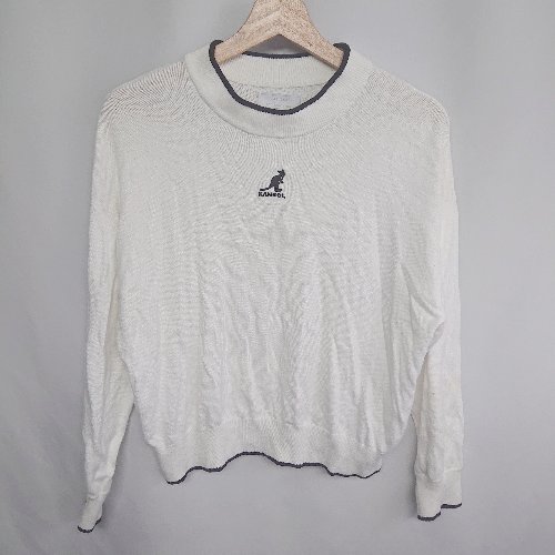 ◇ KANGOL カンゴール ロゴ刺繡 earth music&ecologyコラボ商品 長袖 ニット サイズF ホワイト ブラック..