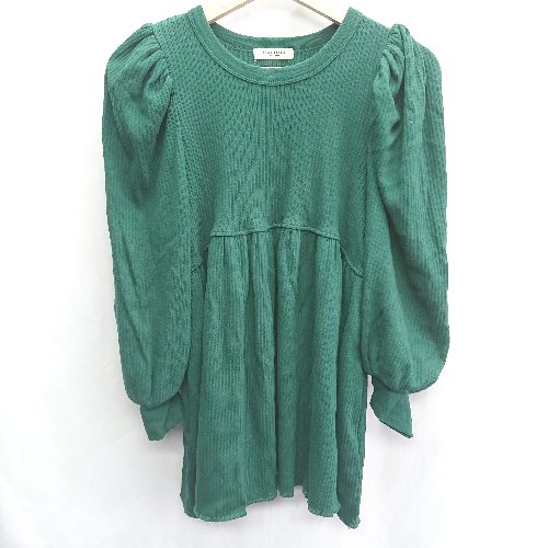 ◇ FREAK'S STORE フリークスストア ニット素材 七分袖 ミニ ワンピース サイズF グリーン レディース E 【中古】 ◇ FREAK'S STORE フリークスストア ニット素材 七分袖 ミニ ワンピース サイズF グリーン レディース E 【中古】