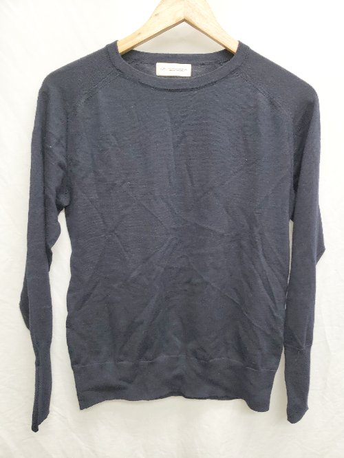 ◇ INED イネド シンプル 無地 長袖 ニット セーター サイズ9 ネイビー レディース P 【中古】