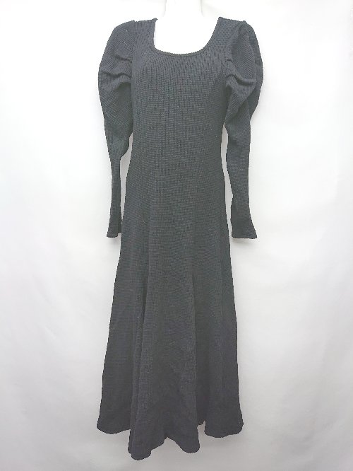 ◇ Θ snidel スナイデル バックオープン カット 長袖 膝下丈 ワンピース サイズ0 ブラック レディース P 【中古】