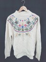 ◇ select MOCA セレクト モカ 刺繍 デザイン 長袖 ニット セーター サイズF ホワイト レディース P 【中古】