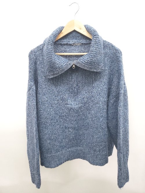◇ JaVa ジャバ ハーフジップ 長袖 プルオーバー ニット セーター サイズM ブルー レディース P 【中古】