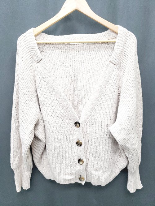 ◇ ⊇ natural couture ナチュラルクチュール 長袖 ニット カーディガン サイズF ベージュ系 レディース P 【中古】
