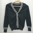 ◇ COLLAGE GALLARDAGALANTE 首周り袖周り柄 長袖 カーディガン サイズS ブラック系 レディース E 【中古】(4)