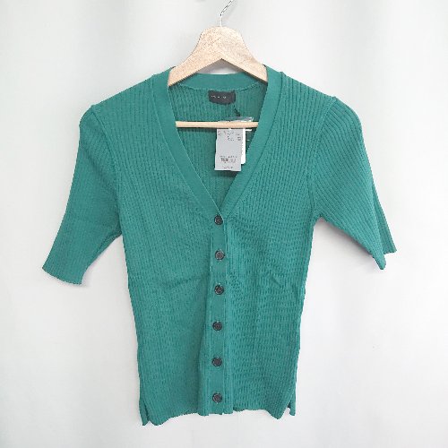 ◇ ◎●未使用● apart by lowrys アパートバイ ローリーズ 綿混合 半袖 ニット サイズM グリーン レディース E 【中古】 ◇ ◎●未使用● apart by lowrys アパートバイ ローリーズ 綿混合 半袖 ニット サイズM グリーン レディース E 【中古】