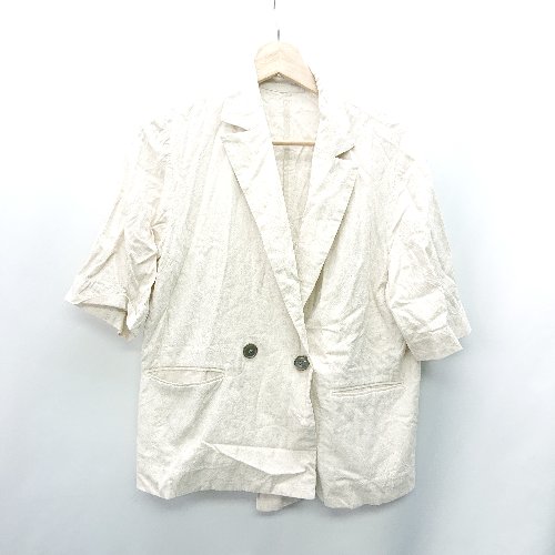 ◇ THE SHOP TK ザ ショップ ティーケー リネン系 半袖 ジャケット サイズM ベージュ レディース E 【中古】