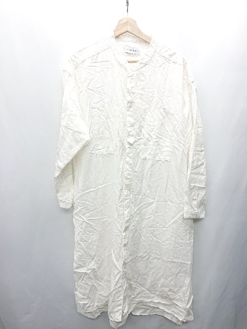 ◇ SIMPLICITE　シンプリシテ コットン系　リネン使用 長袖 マキシ ワンピース サイズM ホワイト レディ..