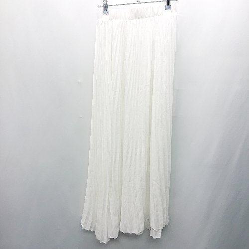 ◇ ノーブランド ウエストゴム マキシ プリーツ スカート サイズM ホワイト レディース E 【中古】