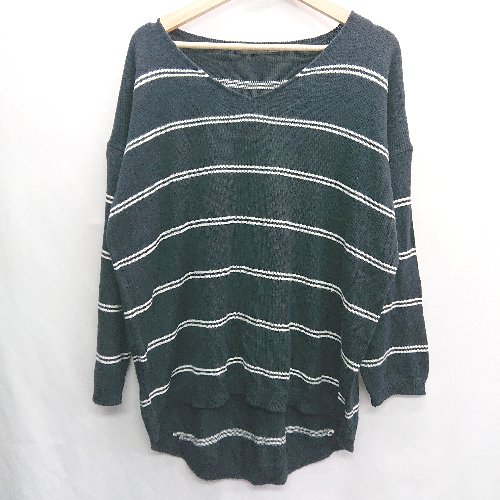 ◇ Heather ヘザー ボーダー柄 長袖 セーター サイズF ネイビー系 レディース E 【中古】 ◇ Heather ヘザー ボーダー柄 長袖 セーター サイズF ネイビー系 レディース E 【中古】