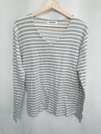 ◇ monkey time UNITED ARROWS Vネック 長袖 カットソー サイズL グレー ホワイト メンズ E 【中古】 ◇ monkey time UNITED ARROWS Vネック 長袖 カットソー サイズL グレー ホワイト メンズ E 【中古】