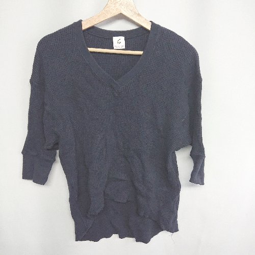 ◇ 6 BEAUTY&YOUTH UNITED ARROWS ワッフル生地 半袖 ニット サイズ表記なし ネイビー レディース E 【中古】