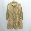◇ ⊇ bulle de savon ビュルデサボン ウエスト紐 長袖 膝丈 ワンピース サイズM ブラウン系 レディース E 【中古】