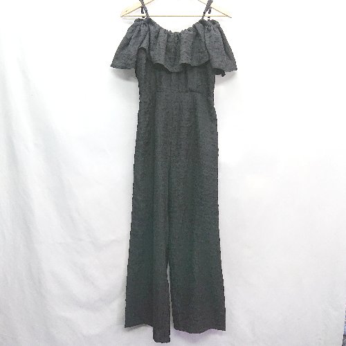 ◇ ⊂ OLIVE des OLIVE オフショル フリル オールインワン サイズF ブラック レディース E 【中古】